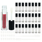 COSIDEA 24 pcs Empty 5ml big brush lip gloss tube black round lipgloss tubes container with big doe foot wand cosmetic packing containers