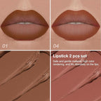 BINGBRUSH 2-in-1 Gradient Lip Liner & Lipstick Combo,2Pcs Matte Longwear Waterproof Lip Pencil with Cone Tip,Smudge Proof Crayon for Flawless Ombre Contour,Women's Long Lasting Makeup Set (01#&04)