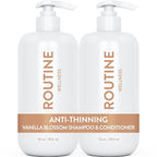 Routine Wellness Anti-Thinning Shampoo and Conditioner Set for Thinning Hair - Biotin DHT Blocker Women & Men - Color Safe Shampoo for Hair Loss & Healthier Hair - Vanilla Blossom (Pack of 2)
