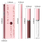 3-in-1Hocolate Brown Matte Lip Stain Kit | Waterproof Lip Liner + Hydrating Matte Lip Gloss + Nourishing Lip Oil | Long Lasting Plumping to Create Perfect Lip Makeup.11#