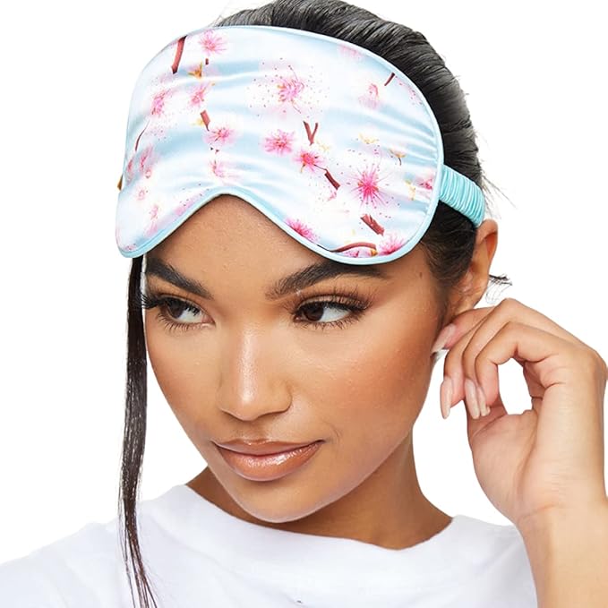 SMUG Satin Sleep Mask & Eye Mask | Travel Sleep Masks for Women & Men | Soft Sleeping Eye Mask to Nourish Skin & Reduce Dark Circles | Eye Sleep Mask Shades to Block Out Light | Cherry Blossom