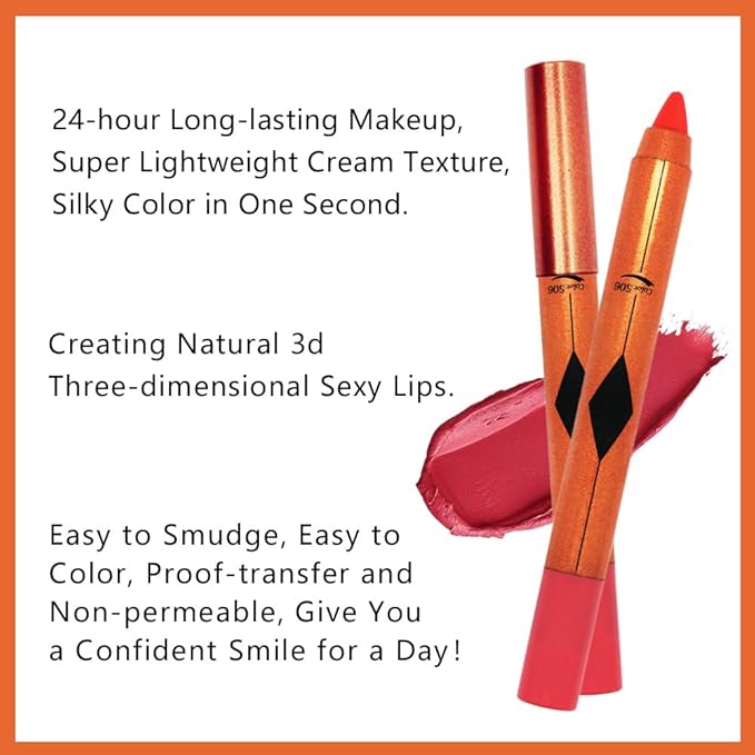 Dazzling Pink Lip Liner Pencil, Smooth Matte Lipstick Crayon with Lip Pencil Sharpener for Women, Velvet Smudge Proof Smudgeproof Waterproof No Transfer Makeup Forever Lipliner 506#