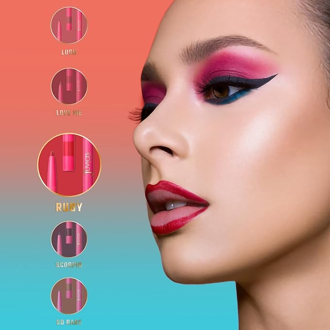 Juvia's Place Coffee Shop Luxe Lip Liner: Ruby - Colorstay Matte Finish Lip Pencil, Makeup for Natural Long Lasting Beauty and Sensational Wear, Lip Stain Kiss Proof Cometics