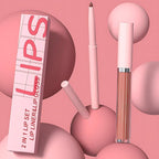 evpct Retractable 1Pcs Lip Liner Pencils and 1 Pcs Lip Gloss Makeup Set for Shaping & Sculpting Lips, Brown Long-Lasting Waterproof Longwear Matte Rich Lip Colors Liner Crayon Liquid Lipstick 05#