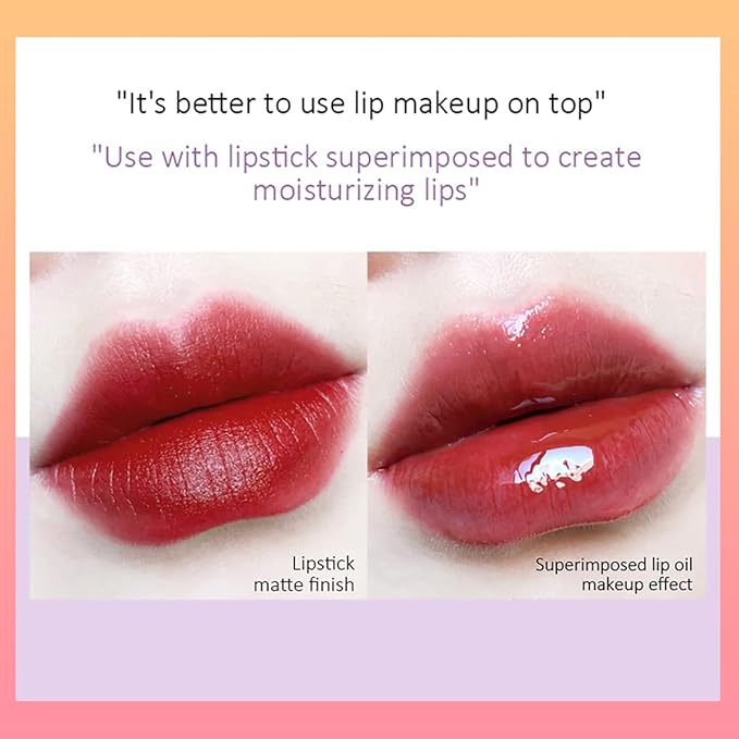 Fruit Pearlescent Plumping Lip Oil, Pearl & Shimmer Mini Lip Gloss Kit, Lip Care Hydrating Lip Gloss Tinted Lip Balm, Long Lasting & Nourishing Lip Glow Oil, Non-sticky Fresh Texture (Strawberry)