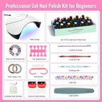 VANREESA 42 Pcs Gel Nail Polish Kit with U V Light 24 Colors Gel Polish Nail Kit Bright Pink Orange Green Glitter Blue Purple Nail Kit for Beginners Gifts for Women DIY at Home