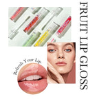 6 Pcs Fruity Lip Oil, Hydrating Moisturizing Shiny Lip Glaze, No Sticky Hydrating Lip Gloss Tinted Lip Balm, Lightening Lip Lines, Anti-Dry Cracking Lip Gloss Strawberry Kiwi Cosmetics Lip Care