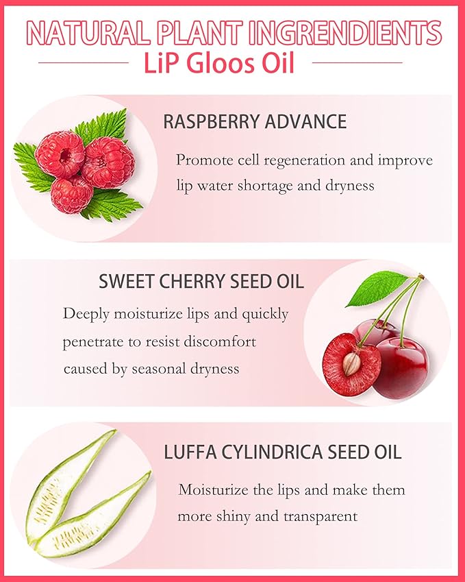 Plumping Lip Glow Oil,Hydrating Tinted Lip Oil Gloss,Transparent Toot Lip Oil Lipgloss,Long Lasting Moisturizing Glow Reviver Lip Care Oil,Glossier Lip Tint Stain Lipstain,Gift for Women(#015 Cherry)
