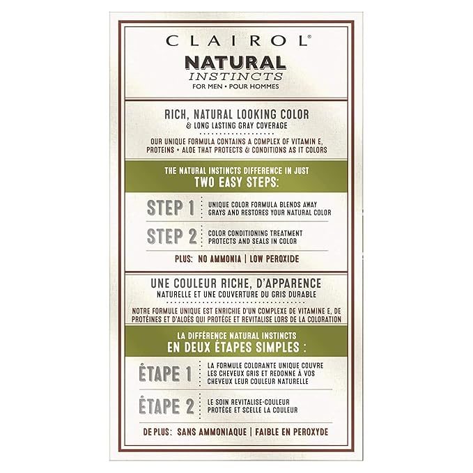 Clairol Natural Instincts Semi-Permanent Hair Dye for Men, M9 Light Brown Hair Color, Pack of 3