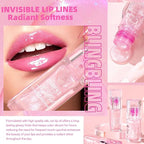 2PCS Color Changing Lip Oil,pink Big Brush Head Long Lasting Moisturizing Smooth Non-Sticky Transparent Plumping Lip Glow Oil