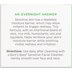 Burt's Bees Calming Night Cream, With Aloe and Rice Milk, Face Moisturizer For Sensitive Skin Infuses Skin With Moisture While You Sleep, 98.8 Percent Natural Origin, 1.8 oz. Tub