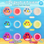 30 Pcs Fish Shape Lip Balm Under the Sea Party Favors Kids Fruit Flavored Lip Balm Ocean Party Favors Classroom Gift Exchange for Children Girls Women Men Students