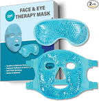 Gel Beads Face & Eye Masks Kit .Hot/Cold Mask. Eye and Face Therapy with Soft Back Reusable(Eye & Face Mask Blue)