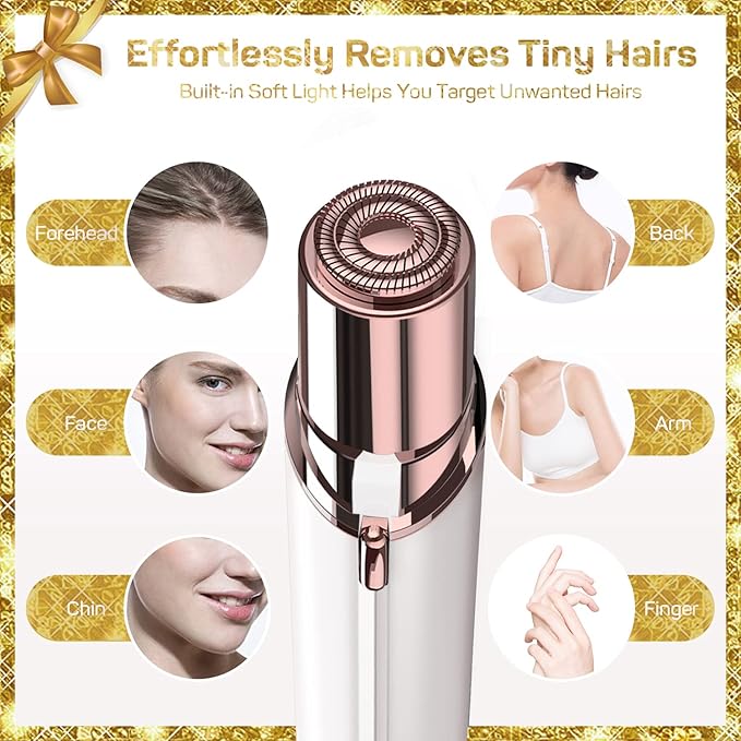 Facial Hair Removal for Women(with 2 x Replacement Heads)，GURELAX Facial Hair Remover, Hair Removal Device, Best Gift for Mom/Wife/Girlfriend