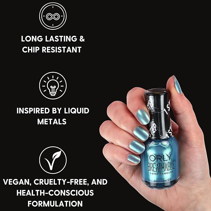Orly Melting Point Turquoise Vlue Shimmer Nail Polish | Long-Wearing, Full Coverage Formula with Gripper Cap | Vegan & Cruelty-Free (Having A Smeltdown)