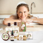 Bath & Shower Spa Basket Gift Set, Coconut Scent, with Shower Gel, Bubble Bath,Body Lotion, Bath Bomb,Bath Salt, Bath and Body Gift Box for Women