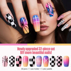 Artdone Nail Dotting Tools 32PCS Double-ended Nail Art Brushes Kit Nail Art Gel Polish Liner Brushes Design Pen For Nail Drawing And Nail Paint Brushes Small Detail Brushes