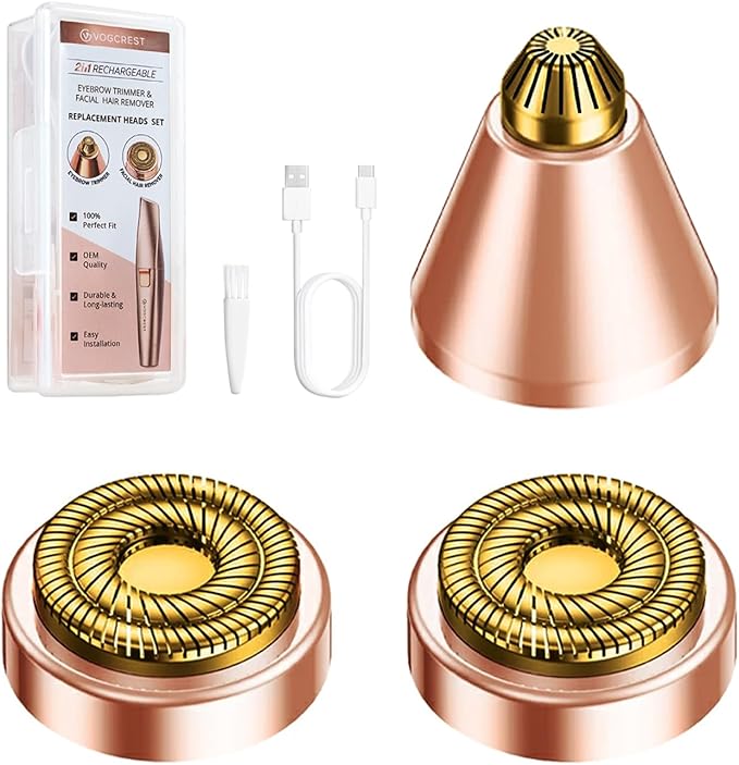 Replacement Heads for Eyebrow Facial Trimmer: Original Heads Replacement Set for 2 in1 Facial Eyebrow Trimmer - Suitable for Model VG-102, VG-1023,VG-1024