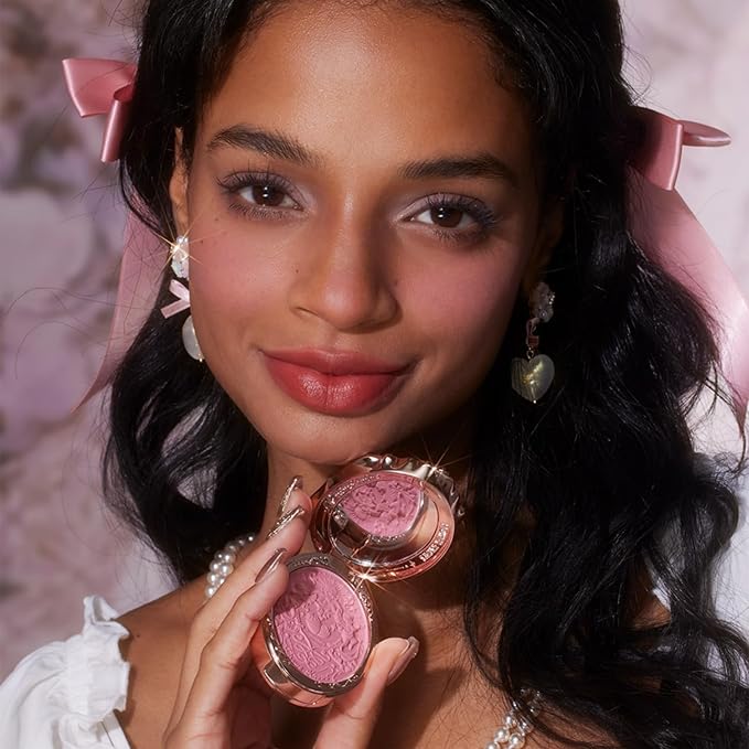 Flower Knows Strawberry Rococo Embossed Blush;Berry Matte Finish;Buildable & Blendable Powder Blush for cheeks,Highly Pigmented;Natural Flush for All Skin Tones(05 Berry Mary, 5g)