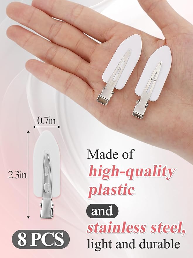 8Pcs No Bend No Crease Hair Clips - Styling Duck Bill Clips Alligator Hair Barrettes for Styling Sectioning, Small Gifts for Women Girl Salon Hairstyle Hairdressing Bangs Waves Makeup, White