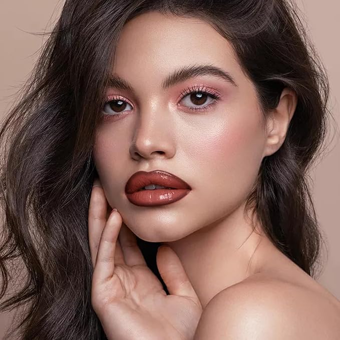 2Pcs Lipstick and Lip Liner Combo, Lip Liner and Lip Gloss Kit for Women, Matte Lip Pencil and Smooth Hydrating Lipstick with Sharpener, Non-Stick Lip Makeup Set