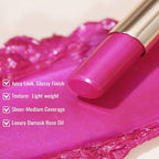 Oulac Moisture Pink Purple Lipstick - 2 in 1 Shimmer Lipstick & Lip Balm, Juicy & Glossy Finish, Long Lasting Hydrating, Smooth for Dry, Cracked and Chapped Lips, Vegan 2.2g/0.07oz (S02)