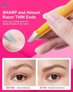 Expert Eyebrow Hair Removal Tweezer with Leather Case, GlamTweeler High Precision Slant Tip Stainless Steel Tweezers for Men and Women (Sparkle Fuchsia & Yellow)