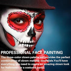 Clown Makeup Kit Black White Red Face Body Paint Palette Halloween Makeup Kit for Sfx Joker Zombie Cosplay Vampire Makeup