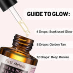 Face Tanning Drops to Add to Lotion,14 Day Long Lasting Effect Face Self Tanner Bronzing Drops, Natural Organic Ingredients, Quick Tan Drops