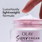 Olay Super Cream with Sunscreen SPF 30, 1.7 oz, Ultra Lightweight Face Moisturizer - Vitamin C & E, Hyaluronic Acid, Niacinamide, Collagen Peptide - Hydrate, Smooth, Brighten, Firm, and Protect