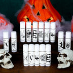 50 Pcs Halloween Spooky Lip Balm Gifts Bulk Vintage Apothecary Skull Lip Balm Favors Honey Flavor Lip Balms Halloween Party Supplies Goodies Halloween Treat Bag Stuffer for Kids Adults