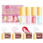 Hydrating Lip Oil, 4Pcs Plumping Lip Glow Oil Set, Fruit Extract Lip Oil Set Tinted for Dry Lip, Shiny and Moisturizing Transparent Lip Oil Gloss