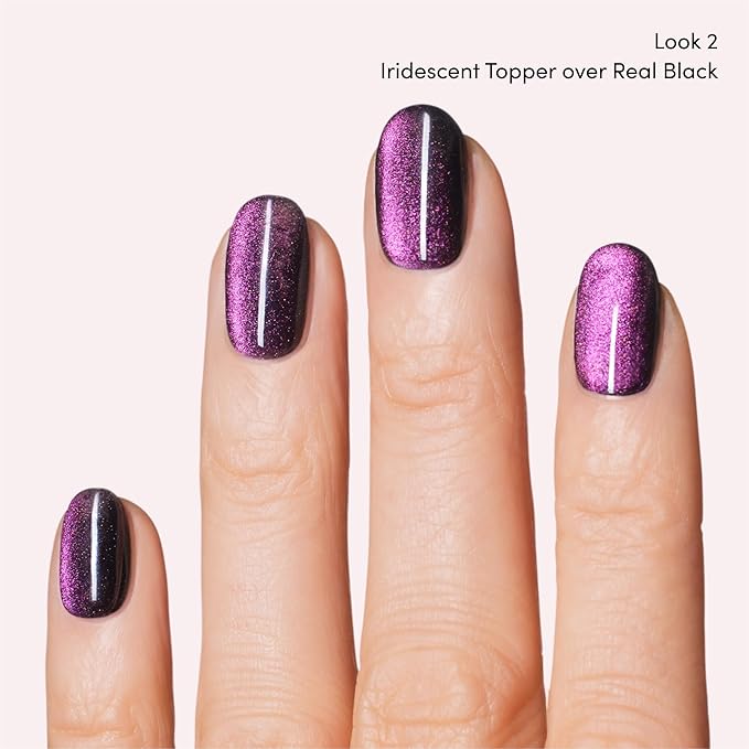 Dashing Diva One Gel Color & Magnetic Topper Duo - 8Ball - Real Black & Iridescent Glitter Topper - 3-in-1 Base Coat, Nail Color & Top Coat - Gel Nail Polish Set