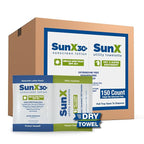 Sun X SPF 30+ Broad Spectrum Sunscreen Lotion Foil Pack Single Dose with Attached Dry Towelette, 150 Count