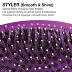 Olivia Garden Smooth & Shine Styler Brush, Purple