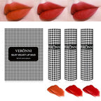 VERONNI Velvet Lip Mud Gloss Set,Matte Lipstick Multi-Purpose Long Lasting Lipgloss Set, Non-Sticky Gloss Smooth Pack Of 3 Lip Gloss Blush Makeup Set For Lips And Face (Set A)
