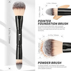 DUcare Powder Brush Foundation Brushes Double Ended Blush Setting Brush for Rounded Taperd Liquid, Cream, Powder,Blending, Buffing