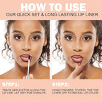 Peel Off Lip Liner Stain, Infused with Nourishing Ingredients & Vitamin E, Quick Set Lip Stain Peel Off Long Lasting For All Skin Types, #002 Raspberry