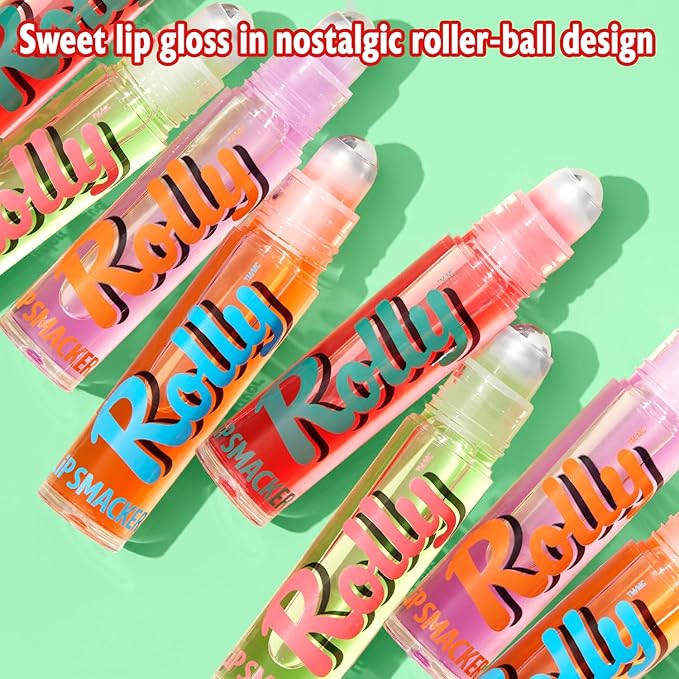 Lip Smacker Rolly Lip Gloss, Classic Roller-Ball Design for a Cooling Sensation, Hydrating & Moisturizing Shine - Strawberry