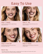 KIMUSE Peel Off Lip Stain, Long Lasting Lip Stain Peel Off with Tweezer, Waterproof Lip Liner Stain, Transfer-Proof, Highly Pigmented Color, Matte Finish