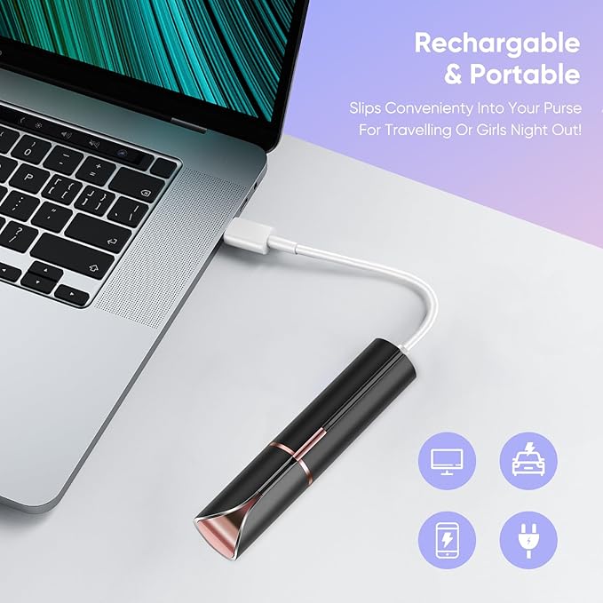 Facial Hair Remover for Women, Device, Remover Women Face, Finishing Touch Upper Lips, Chin & Cheeks, USB Rechargeable with LED LightIncluded Two Replacement Heads (Black)