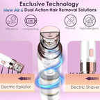 Hair Removal Epilator for Women, Gurelax Facial Epilator Hair Remover, Plucker for Face, Lip, 2-in-1 Epilation System, All Ages and Skin Types,with Brush, Pouch