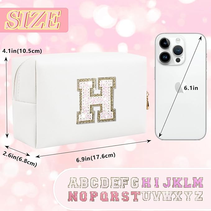 Personalized initial letter makeup bag,