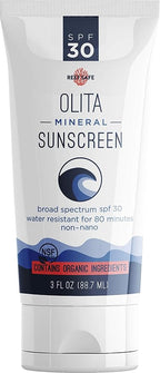 Olita Mineral Sunscreen SPF 30 Lotion - Fragrance Free - 3 oz - Broad Spectrum, Chemical Free, All-Natural, Reef Safe, Organic, Zinc Sunblock, Water-Resistant