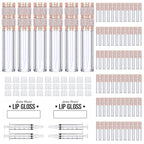 AMORIX 72 Pack 5ml Rose Gold Crystal Lip Gloss Tubes with Wand 5ml Empty Lip Gloss Containers Lipgloss Bottles with 4pcs Syringes + Labels for DIY Lip Gloss