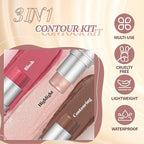 3 Pcs Cream Waterproof Blush Contour Highlighter Stick Finishing Makeup