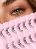 Eyelashes Natural False Lashes 14mm Eye Lashes with Thin Band 3D Volume Fake Eyelashes C Curl Wispy Lashes Natural Look 7 Pair