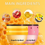 2PCS Bee Lip Balm Honey Pot, Honey Strawberry Lip balm Lip Mask with Stick, Moisturizing Lip Sleeping Mask Day & Night Lip Care - Hydrate Repair Prevent Dry Cracked Exfoliate (Honey & Strawberry)