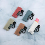 Beautyflier Keychain, Lip Balm Holder for Burts Bees Chapstick - 5pcs, Elastic, Stylish, Unique Designs, Attractive Color, Clip On, Lightweight, Red, Blue, Pink