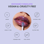 Wonderskin WONDER BLADING Top Gloss - Blue Glitter Lip Gloss, Hydrating and High Shine Finish Lip Makeup (Blue Glitter)